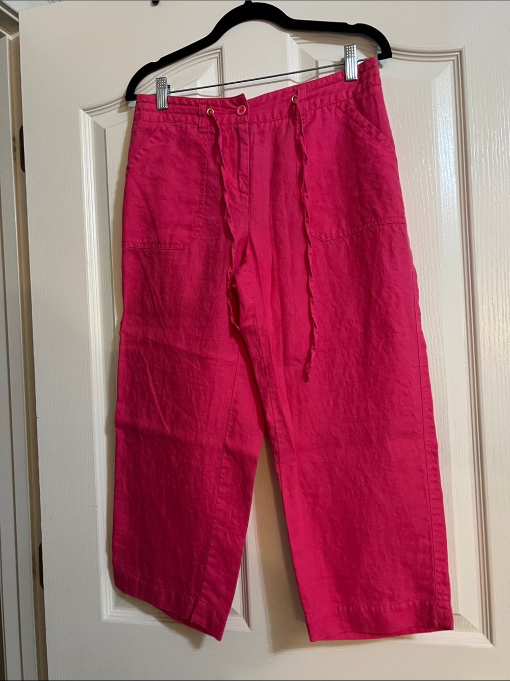 Jones New York Hot Pink Linen Wide Leg Crop Pants
